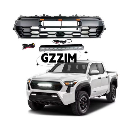 Toyota Tacoma 2024 Rejilla delantera de malla ABS con barra de luz Rejilla delantera de coche negra Rejilla media